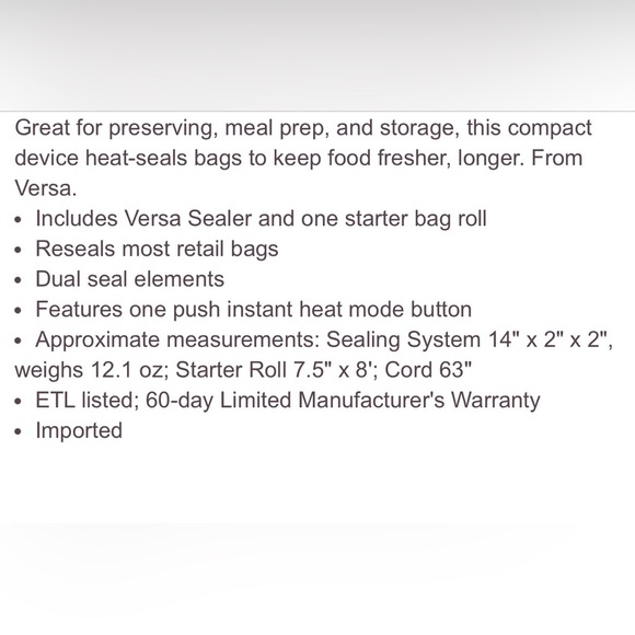 Versa Bag Sealer - Picture 7 of 7